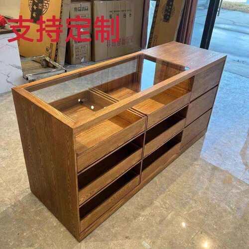 吧台玻璃中岛台展示桌储物柜店铺柜台流水台接待前台中岛台展示台