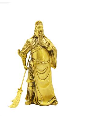 宏达全黄铜提刀关公武财神玄关关羽武圣关公像