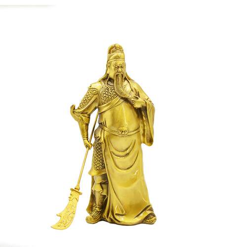 宏达全黄铜提刀关公武财神玄关关羽武圣关公像