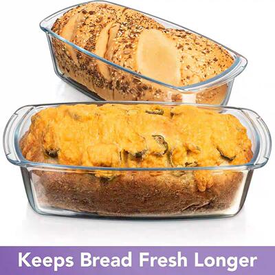 Glass Loaf Pan with Lids Meatloaf Baking Bread Cakes Dish