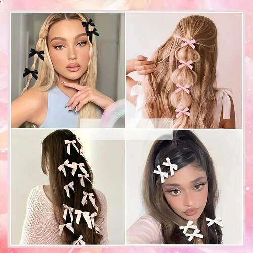 5-24Pcs Y2k Girls Bows Hair Clips Metal Hairpin Headwear Ba
