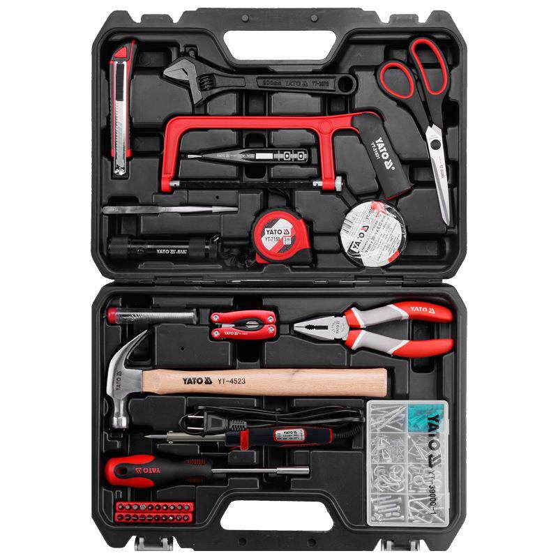 易尔拓(YATO)家用工具组合套装CRV工业级多功能维修工具箱