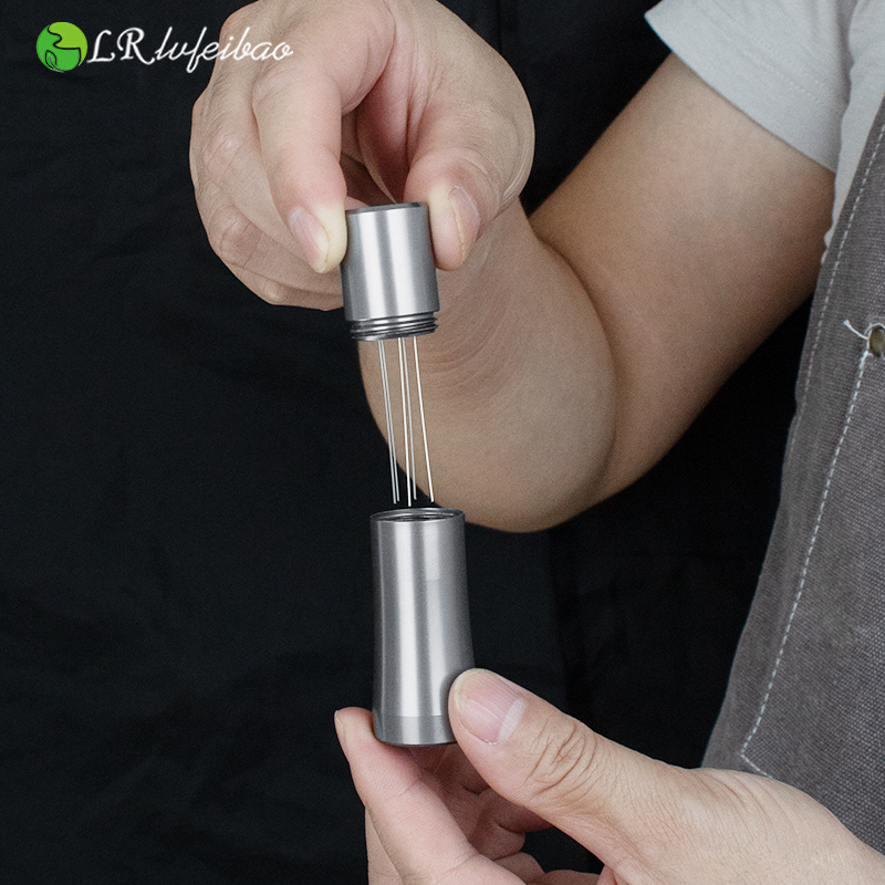 绿融针式布粉器具铝合金松粉针带底座搅拌打散结块意式咖啡布粉针