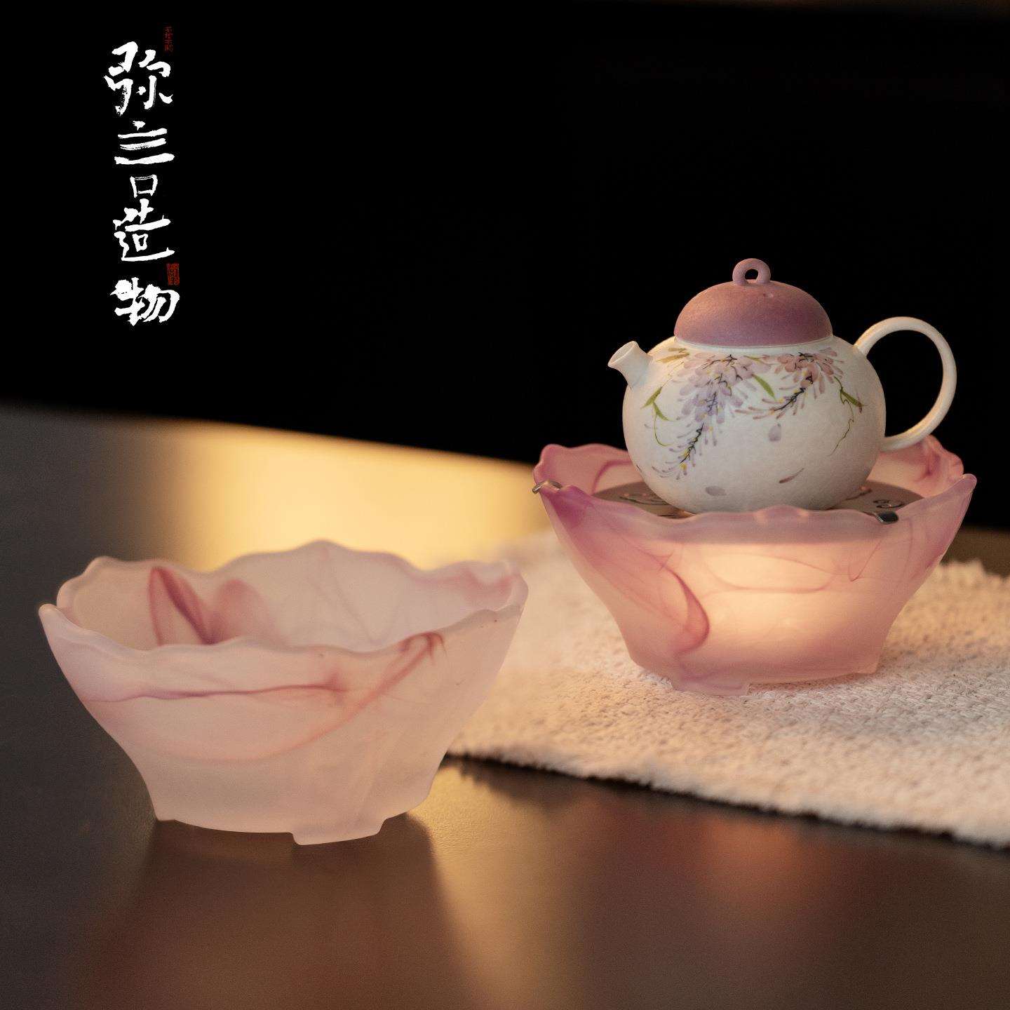 弥言高颜值琉璃温茶炉茶壶公道杯保温底座蜡烛加热炉烤茶茶道配件