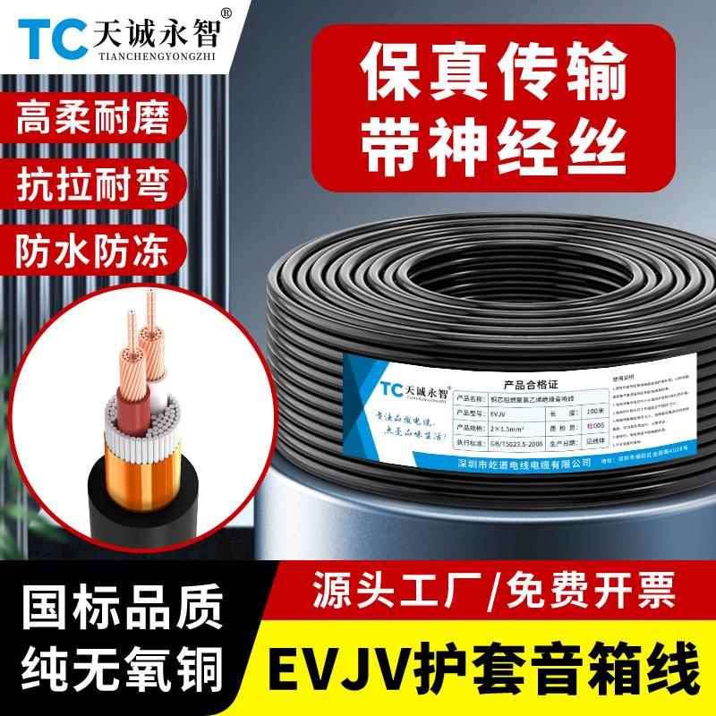 国标音响线音箱线连接专用线EVJV2芯4芯无氧铜喇叭功放舞台音频线