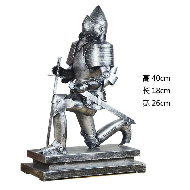 复古罗马武士摆件铁皮铠甲勇士模型摄影道具铁艺家居软装饰品