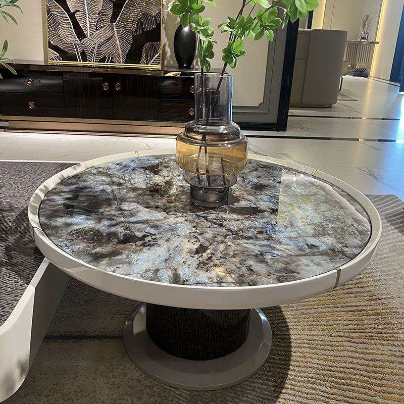 后现代轻奢大理石子母茶几组合意式设计师小户型高级家用客厅茶桌图片