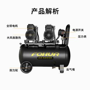 255L大型便携式 1490W 压高木工喷涂打H气 1490W无低音空压机F