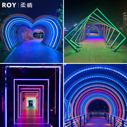 led时光隧道灯景区公园广场走廊户外防水氛围景观几何造型拱门灯