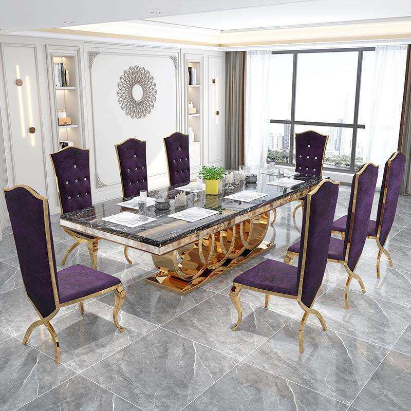 轻奢不锈钢餐椅简约现代金色酒店宴会厅椅子餐厅高端高背凳子