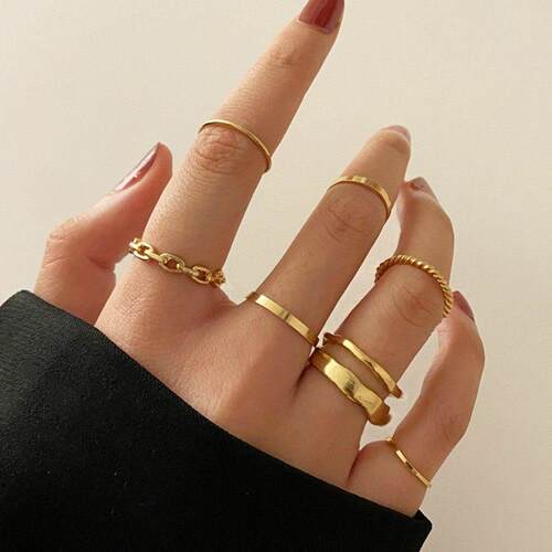 European American alloy metal joint ring set 欧美关节戒指潮