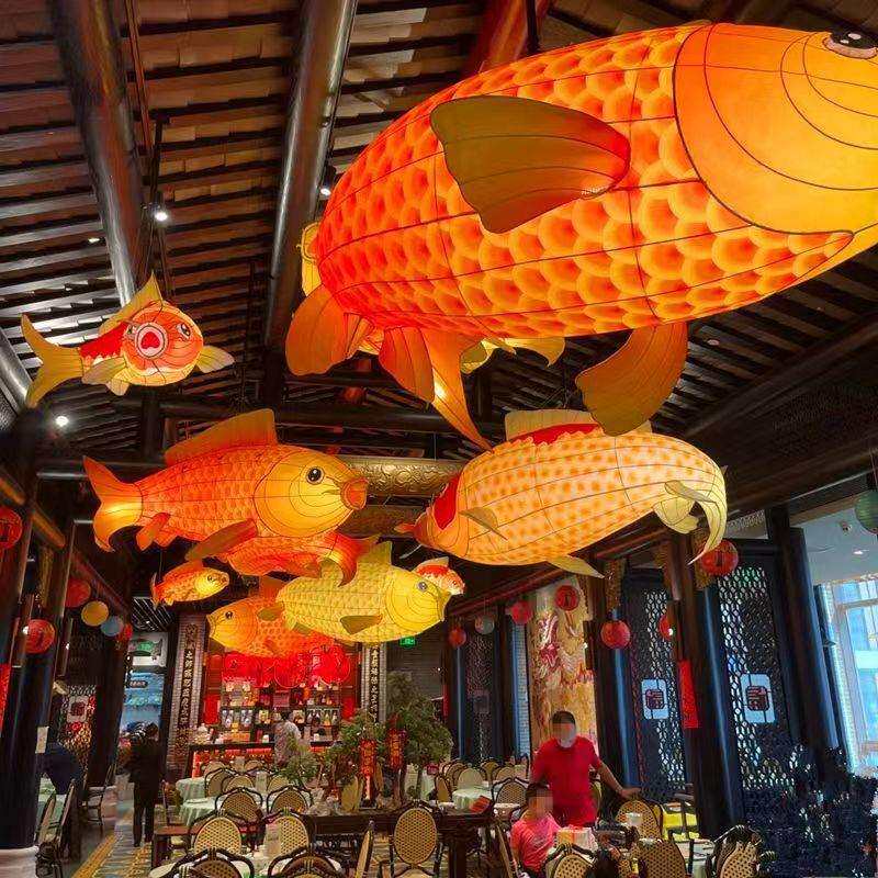 仿真大型鲤鱼金鱼花灯户外景区灯展装饰布置造型灯元宵节装饰灯笼