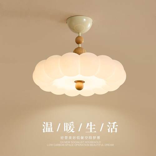 原木风卧室吸顶灯全光谱护眼法式中古风创意书房灯中山灯具