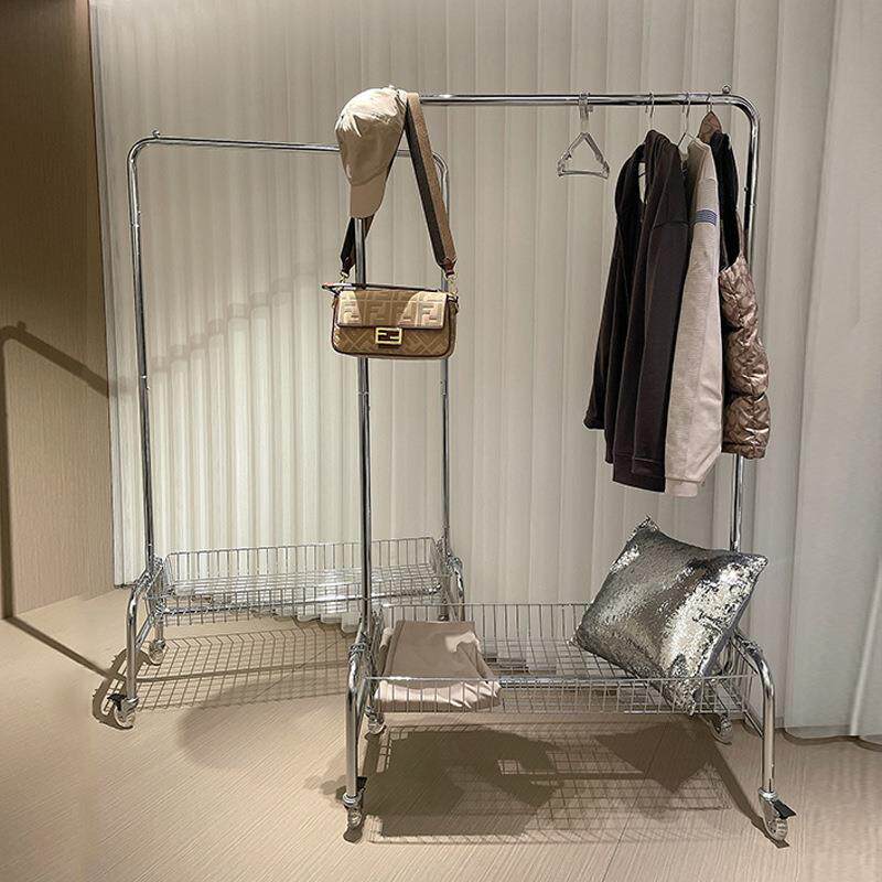 服装店挂衣展示架橱窗陈列架网红直播间拍照挂衣架落地工厂