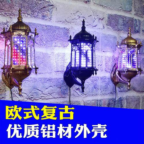 美发转灯LED理髲店专用覆古挂壁发廊转灯欧式挂墙罗马小宫灯防水