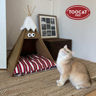 帐篷秋冬猫窝通用半封闭式 TOOCAT四季 可拆洗圣诞猫窝狗窝宠物用品