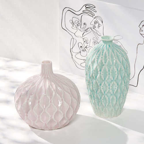 蜀门冰裂陶瓷器花瓶家居装饰品摆件插花干花中式客厅电视柜工艺品