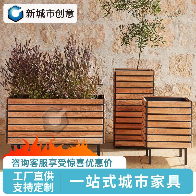 户外花钵售楼处酒店景观防腐木实木花槽商场耐用创意组合花箱