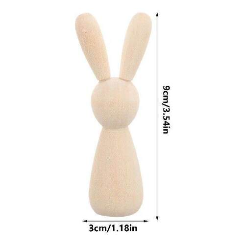 10 Pcs Rabbit Toy Wooden Figure Peg Dolls Unfinished Bulk