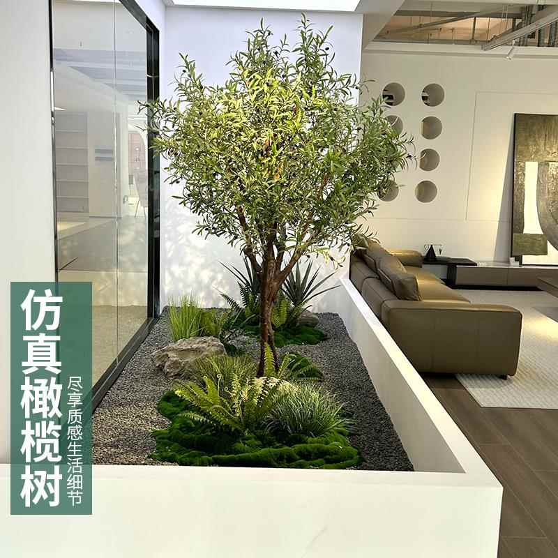 大仿真橄榄树室内EDV外观型组装饰假树茶室装饰橱窗落地绿景植合