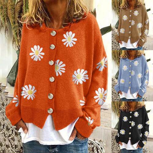 Sweater women's daisy knitted cardigan jacket