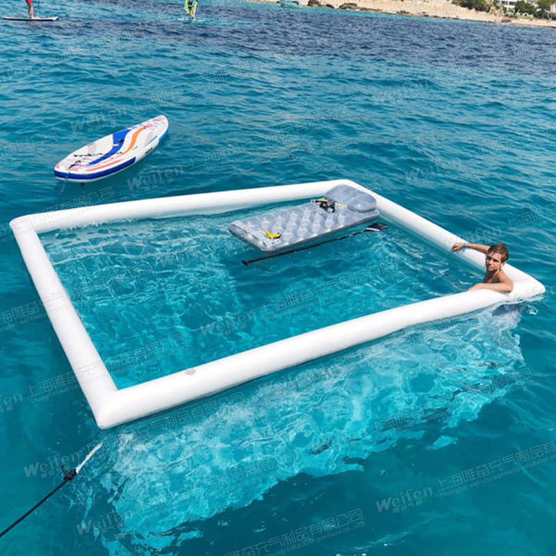 防充气上浮水游泳池床海上戏水游艇漂浮浮平台排网休息溺水台带