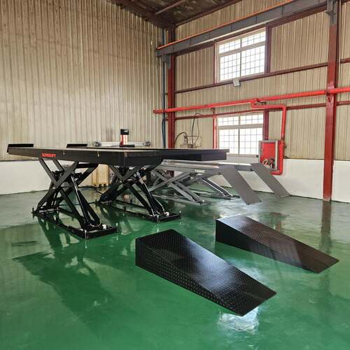 汽车6.5吨超薄子母大剪举升机面挖槽55吨剪式举升机3D四轮定位仪