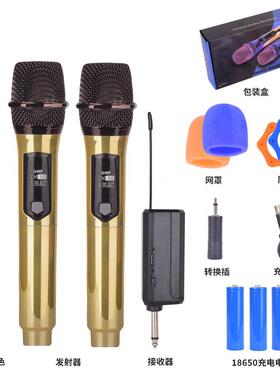 LT-108一拖二话筒家用KTV声卡舞台直播话筒电镀金属质感