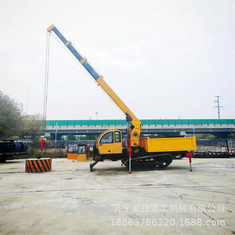 -8吨履带随车吊60°旋转树木建材吊运机沙漠光伏爬山虎自备吊