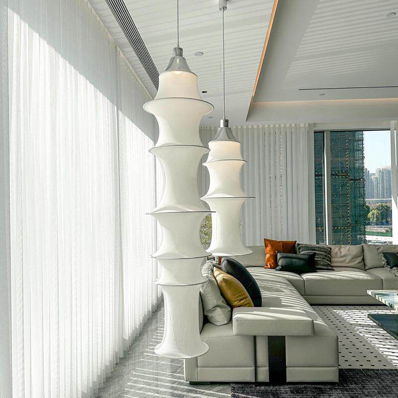 北欧蚕丝竹节吊灯个性创意餐厅侘寂设计师客厅卧室床头长条组合灯