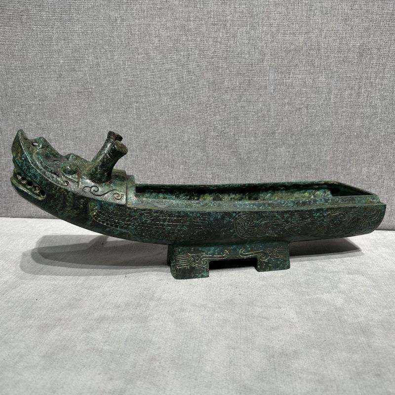 桌面案头小件 仿古青铜器龙形觥酒器摆件 - 历史感装饰 解压小物