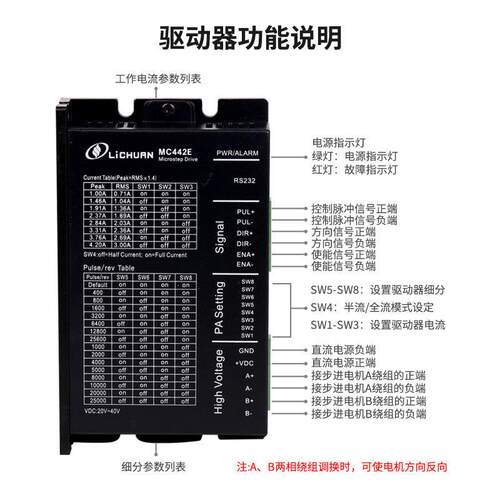 LICHUAN新力川两相42 57步进驱动器MC442E开环驱动器套装工厂直销