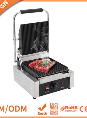 商用压板扒炉牛扒机铁板烧手抓饼炉三明治电热压板扒炉铁板