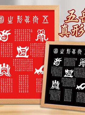 五岳真形图摆件金木水火土家居客厅玄关挂画 画实木相框装饰镇拓
