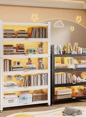 皮书柜玻璃带展示柜儿门童书架落地AYT家用客厅防尘置物架铁储物