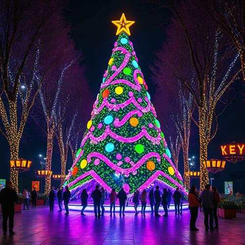 户外商用发光铁艺仿真聖誕樹christmas tree大型场景圣诞树装饰
