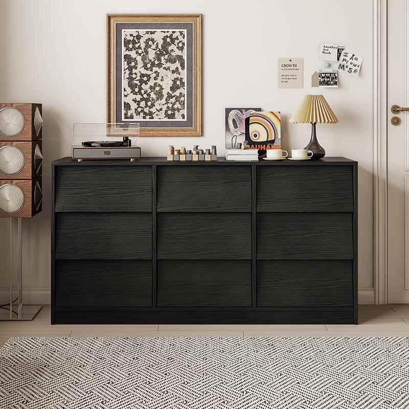 黑色斗柜实木九斗柜抽屉柜卧室置物柜茶水柜靠墙储物柜客厅收纳柜