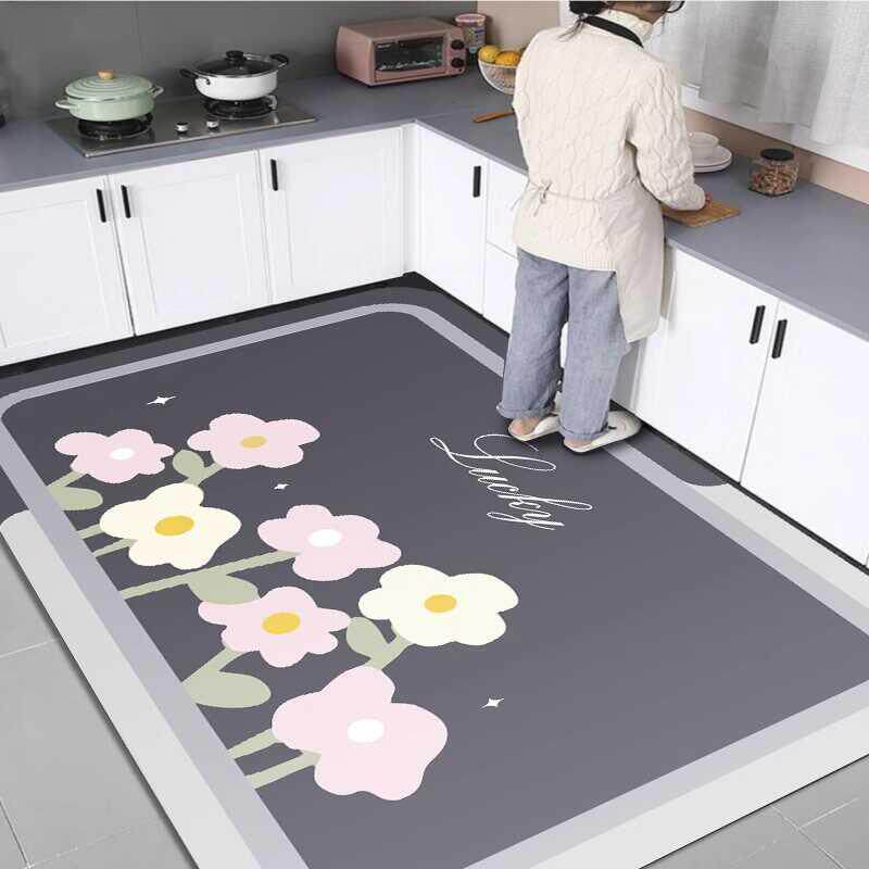 日本厨房地垫防滑防油防水地革pvc耐脏家用门厅玄关可擦阳台入户