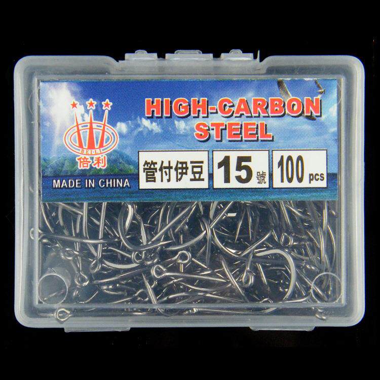 100枚盒装管付伊豆鱼钩歪嘴有倒刺