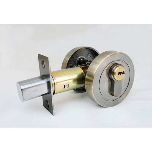 闭锁辅助锁厂家背景墙无把手圆形平头古铜色双面锁deadbolt lock
