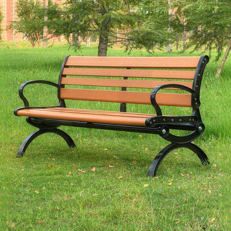 公园椅户外长椅休闲座椅长凳铸铁ps塑木长条凳室外庭院小区露天椅