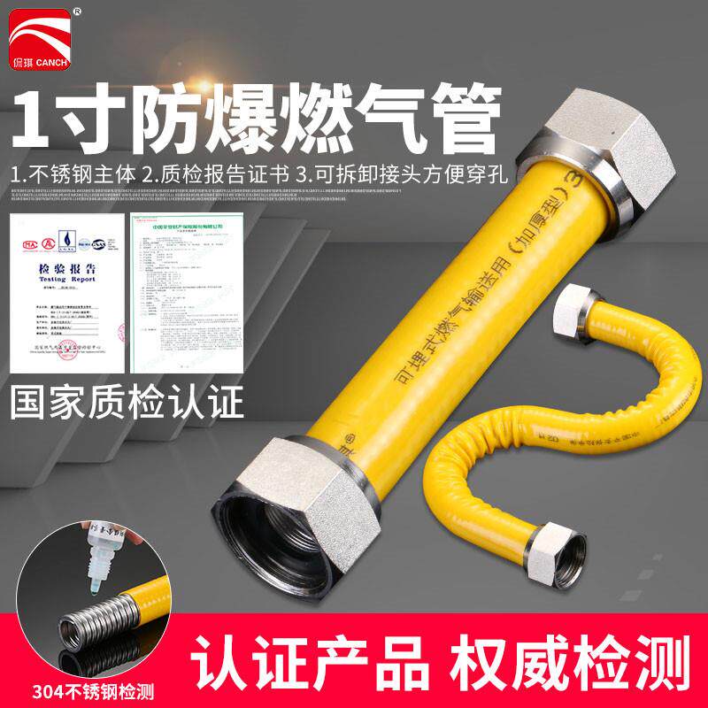 工程一寸DN25燃气管304不锈钢波纹管天然气管防爆金属螺纹硬软管
