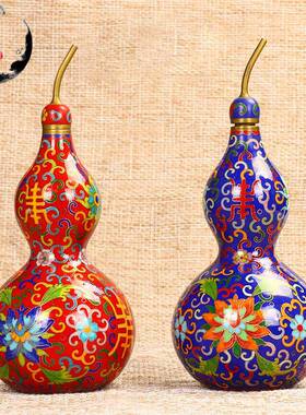 直供 礼品制造仿古掐丝景泰蓝葫芦大中小号铜摆件家居办公装饰品