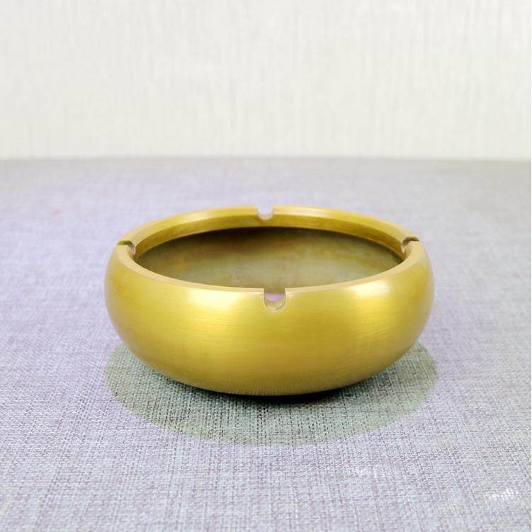 铜黄摆烟缸铜纯铜全铜工艺品客厅书灰房办公室送创意LGO家用件