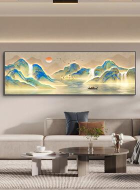新中式客厅沙发背景墙壁画高级感千里河山横款挂画卧室床头装饰画