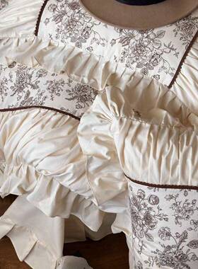 12件全棉四件4套斜纹花纯棉套床上用品春夏美式卉被套床AKC单双人