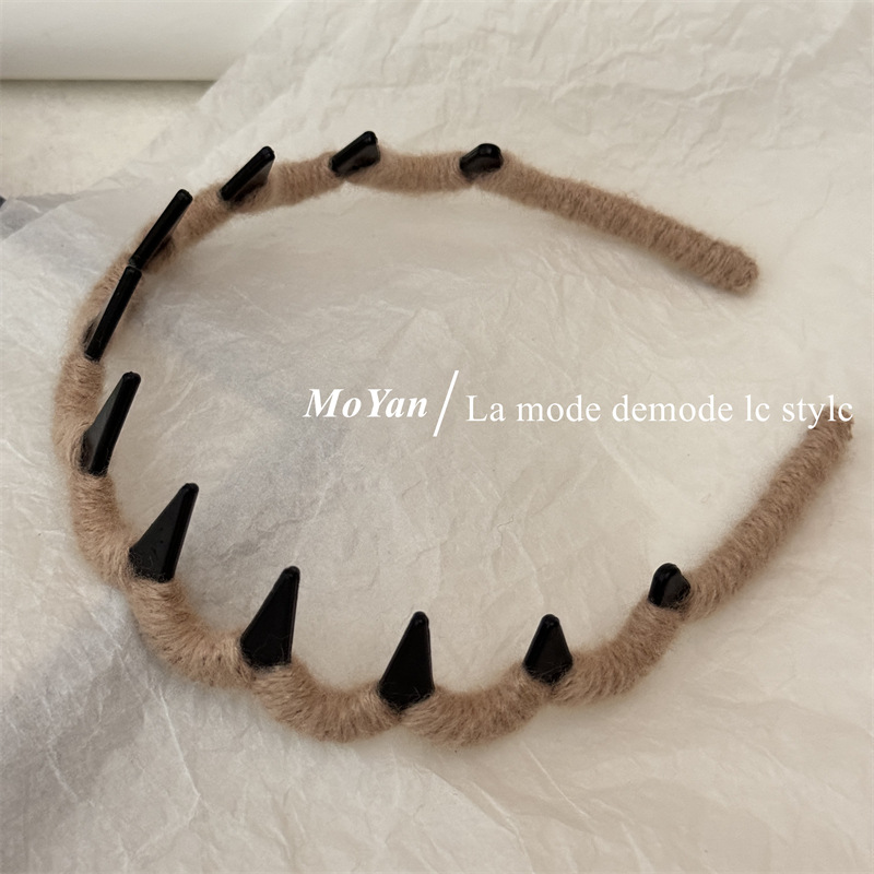 波浪发箍甜美纯色毛线缠绕发饰