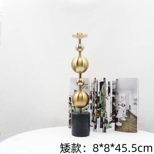 店创铁艺板圆球组合烛台摆件酒餐BJ00066厅意桌面摆件样间家居软