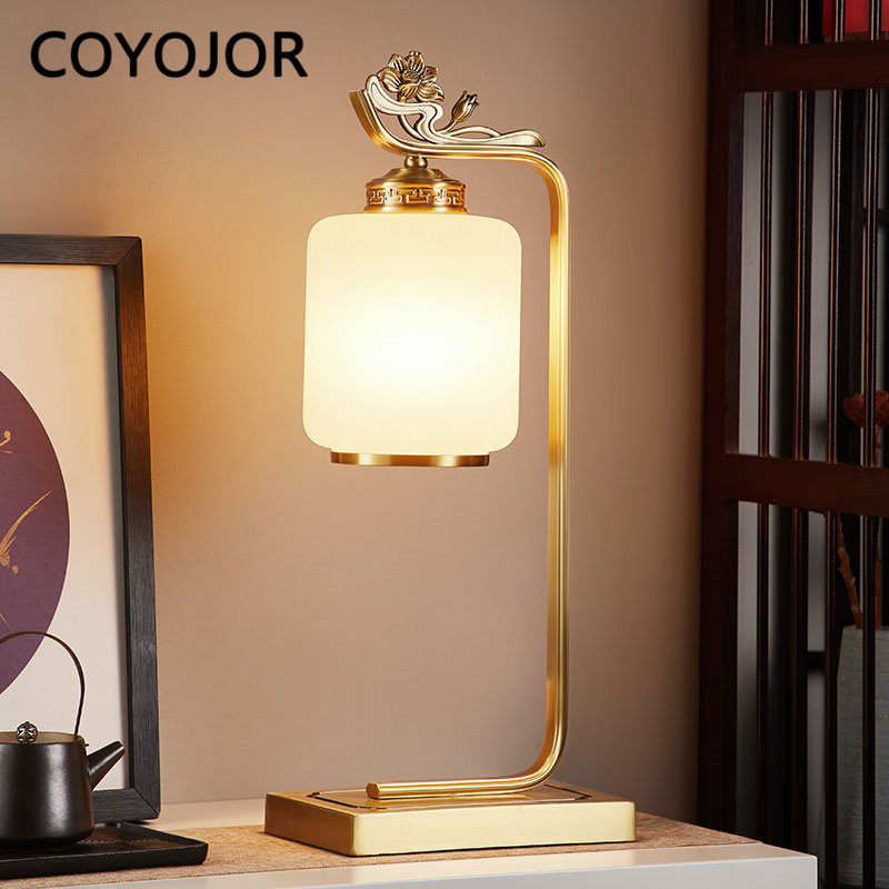 新中式全铜台灯卧室床头灯中国风现代复古意现代复古禅意客厅书房