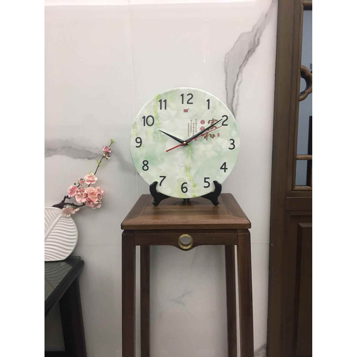 高档程琴陶瓷钟创桌客厅壁表钟无声彷玉雕大量意中钟国风新钟饰品